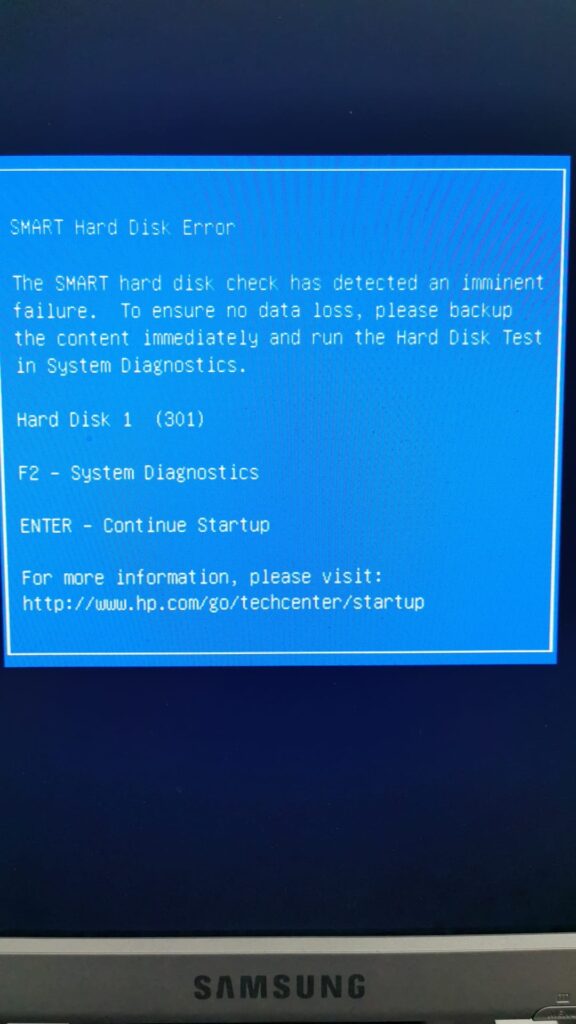 Schermata del BIOS di un PC desktop HP in cui l'hard disk non risulta rilevato, riparazione da Gudo